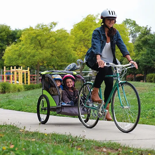 helmet in bike trailer